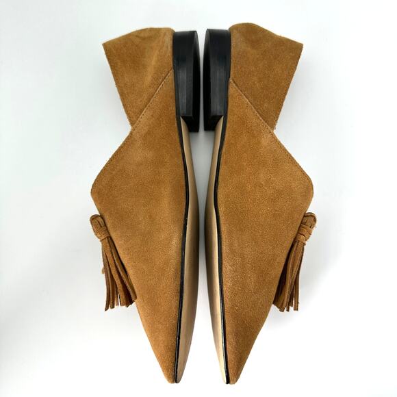 ZARA Suede Leather Tan Tassels Loafer Flats EU 38 - Picture 6 of 9